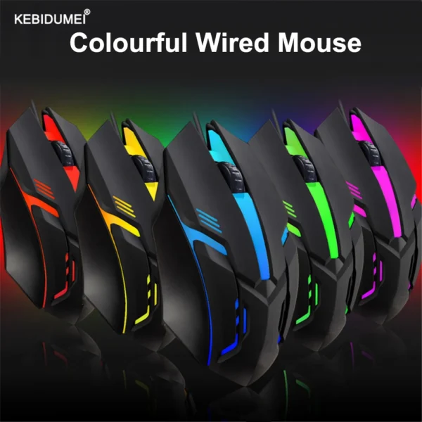 USB Wired Mouse RGB Colorful Gaming Mouse 5000 DPI Optical Wired Mouse Mice Ergonomic Mouse for PC Computer Desktop Macbook Pro - Image 2