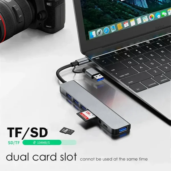 8 In 2 USB A Type C Hub Concentrator Docking Station Multi Adapter Card Reader Audio Multi-hub Dock Splitter For Laptops Macbook - Image 6