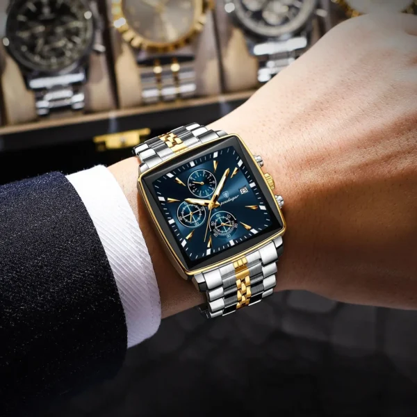 POEDAGAR Fashion Men Watch Luminous Waterproof Chronograph Date Man Wristwatch Square Stainless Steel Quartz Men's Watches Reloj - Image 5