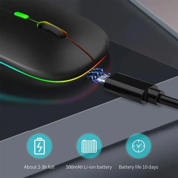 2.4G Wireless Mouse RGB Colorful Mouse Rechargeable - Image 3