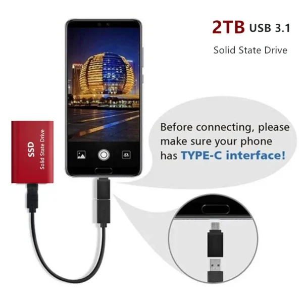 1.8" disco duro externo USB 3.0 Type C ssd external hard drive 500GB 1TB 2TB for laptops Desktop - Image 4