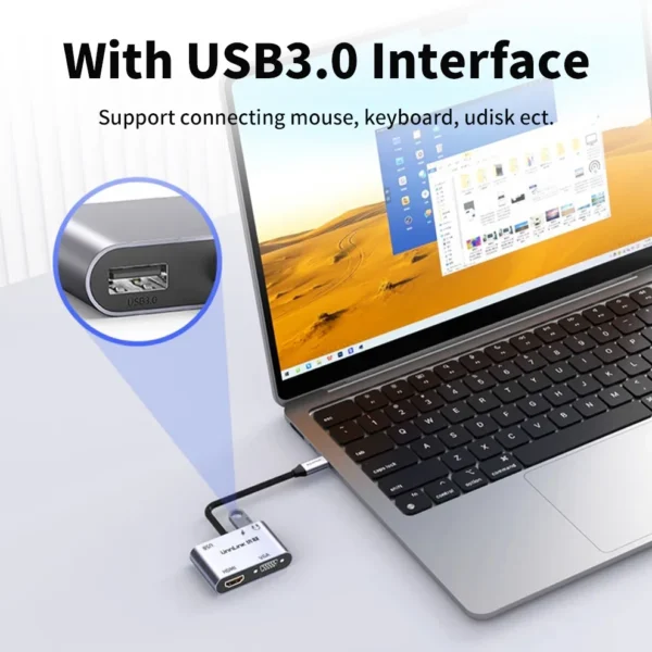Unnlink USB C to HDMI VGA USB 3.0 Converter Type C Adapter for Macbook Samsung Dex Laptop Phone to TV Monitor - Image 4