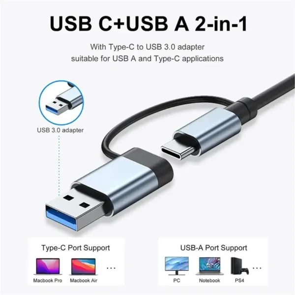 8 In 2 USB A Type C Hub Concentrator Docking Station Multi Adapter Card Reader Audio Multi-hub Dock Splitter For Laptops Macbook - Image 3