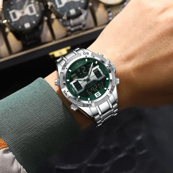 POEDAGAR LED Luxury Men Watch Sports Dual Time Display Digital Luminous Week Date Man Wristwatch Electronic Quartz Men's Watches - Image 6