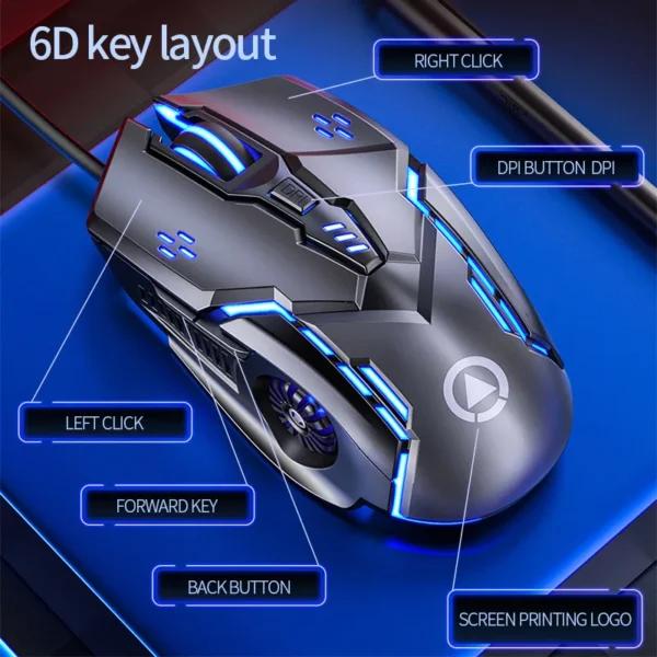 Ergonomic Wired Gaming Mouse RGB Mute Mause LED Backlit 3200dpi 6Button G5 USB Mechanical Mause For PC Laptop Computer Gamer - Image 2