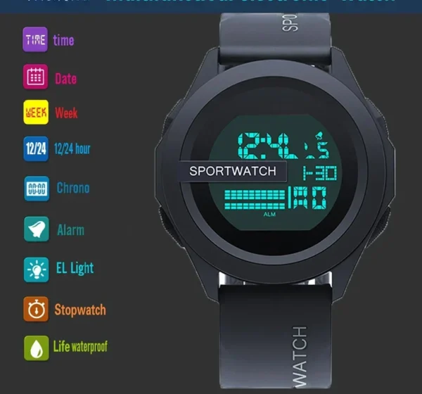 Sport Watch for Man Digital Wristwatch Stopwatch Luminous Date Week Waterproof Men's Clock Electronic Watch Relogio New - Image 4