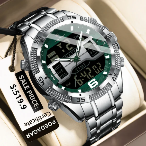 POEDAGAR LED Luxury Men Watch Sports Dual Time Display Digital Luminous Week Date Man Wristwatch Electronic Quartz Men's Watches - Image 2