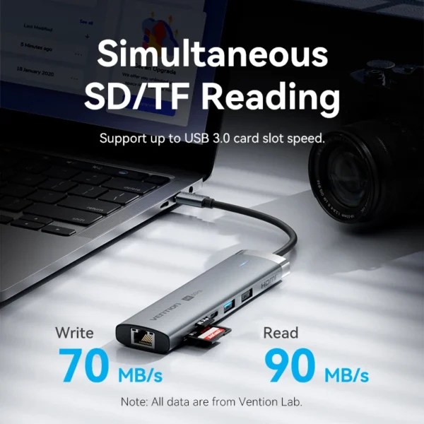 Vention 4K60Hz USB C HUB HDMI Adapter Type C to RJ45 Ethernet USB3.0 PD100W SD&TF for Laptop MacBook Pro Docking Station USB HUB - Image 6