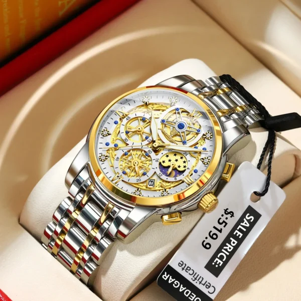 POEDAGAR Luxury Fashion Men Watch Waterproof Luminous Date Man Wristwatch Stainless Steel Chronograph Quartz Men's Watches Reloj - Image 2