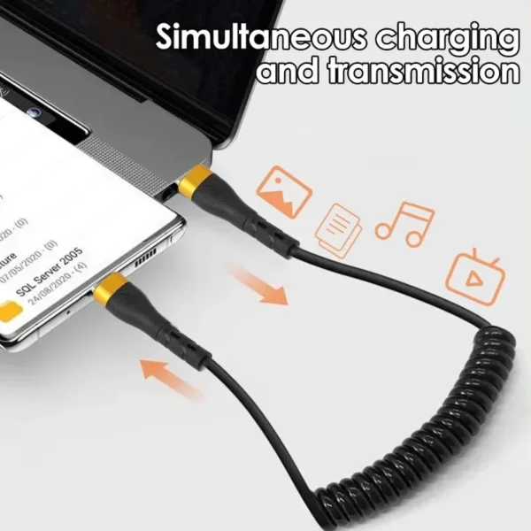 Type C To Type C Spring Cable PD 120W Super Quick Charging Data Cable Wire for IPhone 15Pro Max Mini Samsung Type-c Data Cord - Image 5