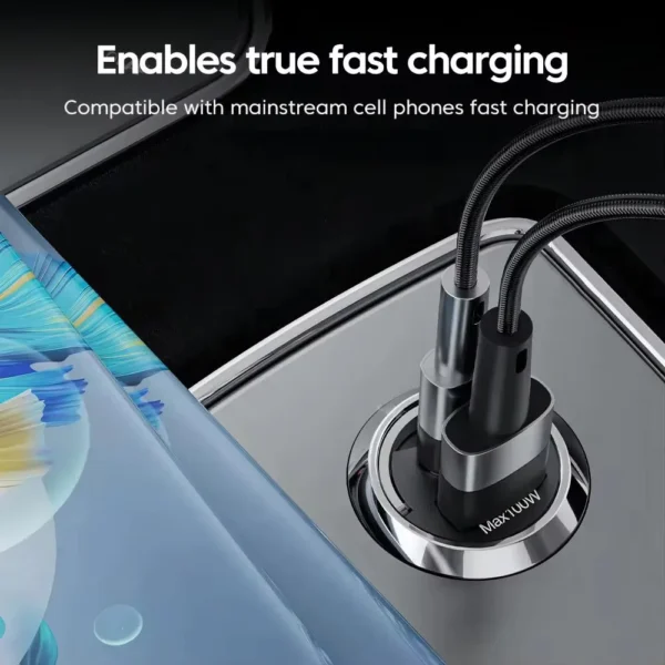Mini 100W PD QC Pull Ring Fast Charging Car Charger USB C Car Phone Charger Adapter For iPhone Xiaomi Samsung Huawei - Image 4