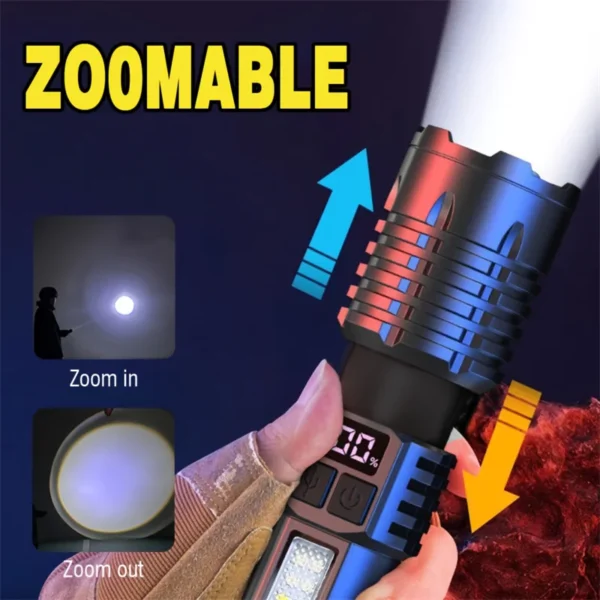 High Power Rechargeable Led Flashlight Very Strong Led Flashlight With Side Light Torch For Outdoor Camping Hiking - Image 4