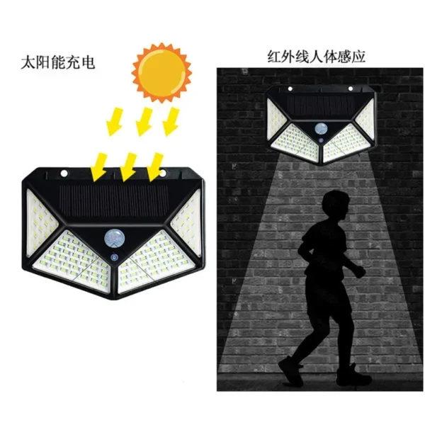 100 LED Solar Wall Lights Waterproof Outdoor Solar Lamp Motion Sensor Solar Powered Sunlight Street Light for Garden Light Hot - Image 5