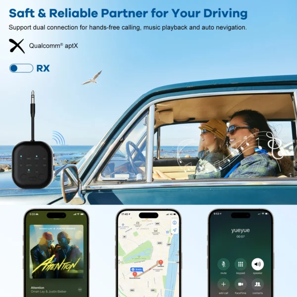 eppfun Bluetooth 5.3 Transmitter Receiver Qualcomm APTX Adaptive High-definition Low Latency 3.5mm Aux for Airplanes/TV/Car - Image 5