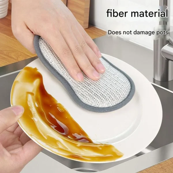New Thickened Cleaning Sponges Silver Double-sided Dishwashing Cloth Kitchen Dish Pot Strong Cleaning Wipe Magic Scouring Pads - Image 2