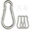 4 Pack 304 Stainless Steel Carabiner Clip 4 Inch Heavy Duty Spring Snap Hook Outdoor Camping Swing Set Hammock Hiking Travel