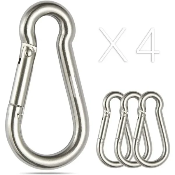 4 Pack 304 Stainless Steel Carabiner Clip 4 Inch Heavy Duty Spring Snap Hook Outdoor Camping Swing Set Hammock Hiking Travel