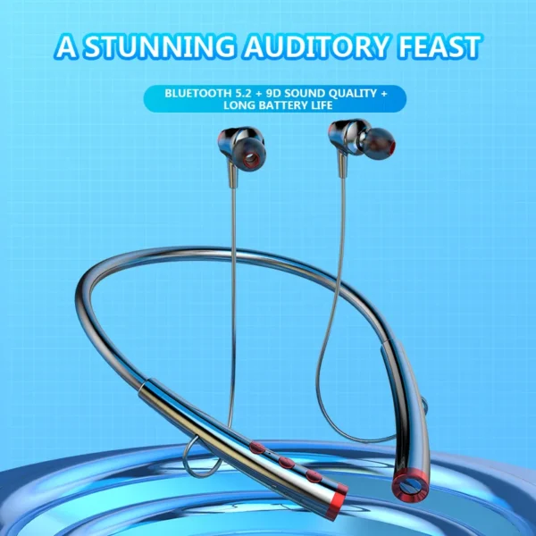 NEWMSNR Long battery Life Wireless Headphones HiFi Sound Neckband Bluetooth Earphones Sports Headsets Noise Reduction Handsfree - Image 4