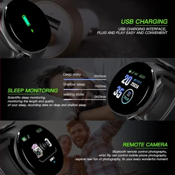 D18 Smart Watch Men Women Smartwatch Blood Pressure Waterproof Digital Watches Sports Fitness Tracker Watch for apple watch band - Image 4