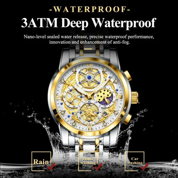 POEDAGAR Luxury Fashion Men Watch Waterproof Luminous Date Man Wristwatch Stainless Steel Chronograph Quartz Men's Watches Reloj - Image 3