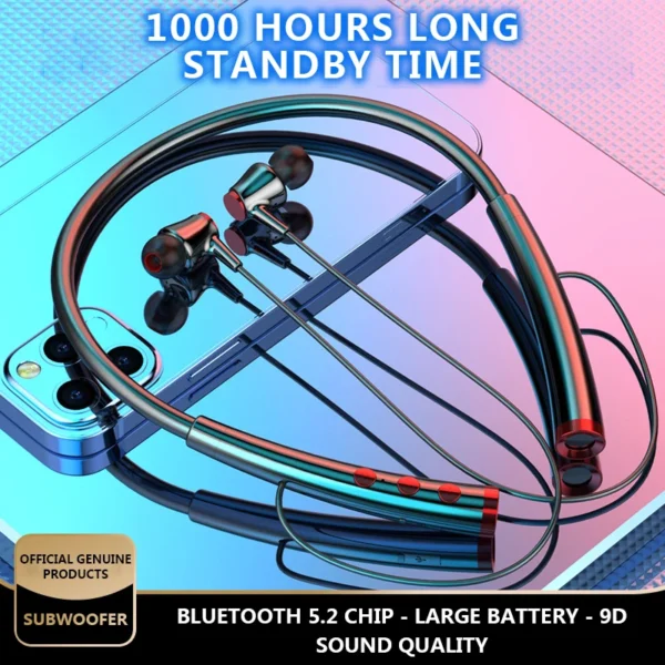 NEWMSNR Long battery Life Wireless Headphones HiFi Sound Neckband Bluetooth Earphones Sports Headsets Noise Reduction Handsfree - Image 2