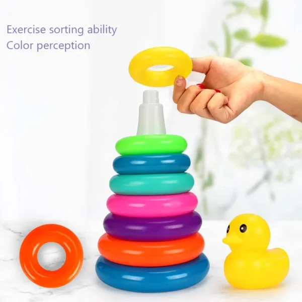 Animal Rainbow Stacking Ring Loop Toy Tower Kids Montessoris Toys Early Education Teaching Aids Wood Baby Toys Gift - Image 4