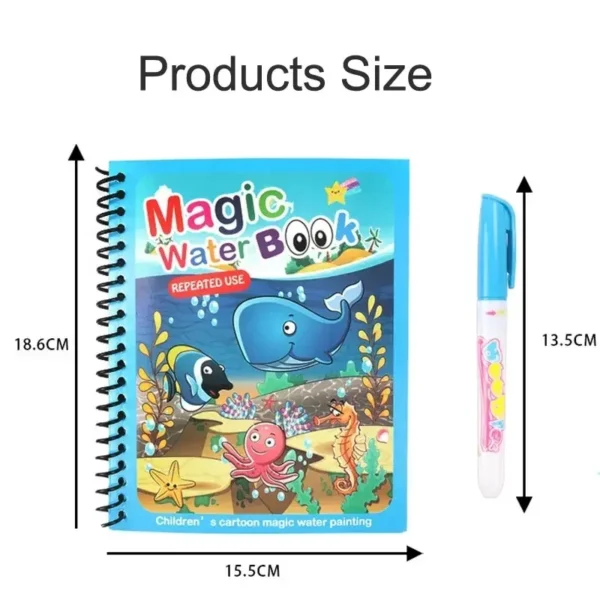 Magic Water Doloring Book Reusable Coloring Book Children's Drawing Toys Early Childhood Toys for 2-6 Years Old Girls Boys Gifts - Image 3