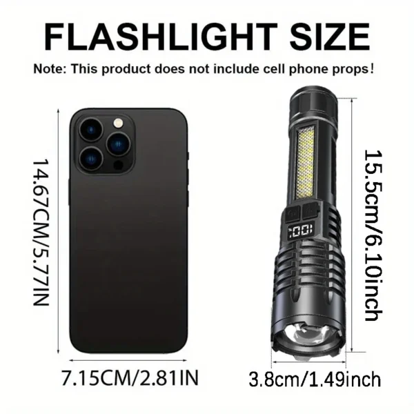 High Power Rechargeable Led Flashlight Very Strong Led Flashlight With Side Light Torch For Outdoor Camping Hiking - Image 2