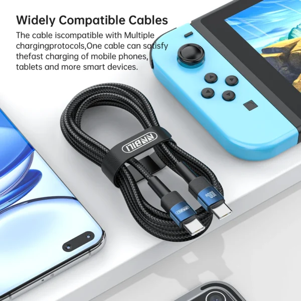 NNBILI 2024 NEW 100W USB C To Type C Cable PD Fast Charging Cord Cable 1M/2M For iPhone 15 Pro Max Macbook Samsung Xiaomi Hwawei - Image 4