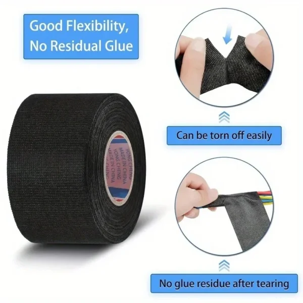 Electrical Tape Heat-resistant Harness Bundle Insulation Auto Wiring Fabric Cloth Wrap Waterproof Cable Organizer Adhesive Tapes - Image 5
