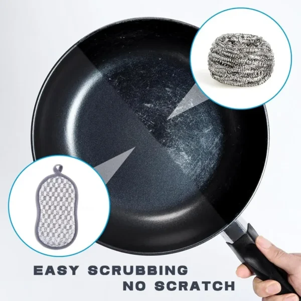 New Thickened Cleaning Sponges Silver Double-sided Dishwashing Cloth Kitchen Dish Pot Strong Cleaning Wipe Magic Scouring Pads - Image 3