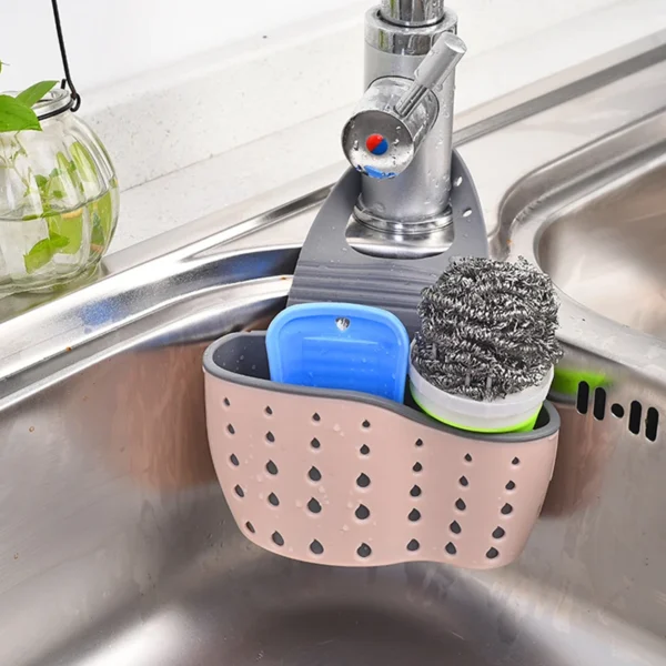 Home Storage Drain Basket Kitchen Sink Holder Adjustable Soap Sponge Shlf Hanging Drain Basket Bag Kitchen Accessories - Image 4