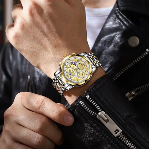 POEDAGAR Luxury Fashion Men Watch Waterproof Luminous Date Man Wristwatch Stainless Steel Chronograph Quartz Men's Watches Reloj - Image 6