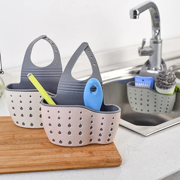 Home Storage Drain Basket Kitchen Sink Holder Adjustable Soap Sponge Shlf Hanging Drain Basket Bag Kitchen Accessories - Image 3