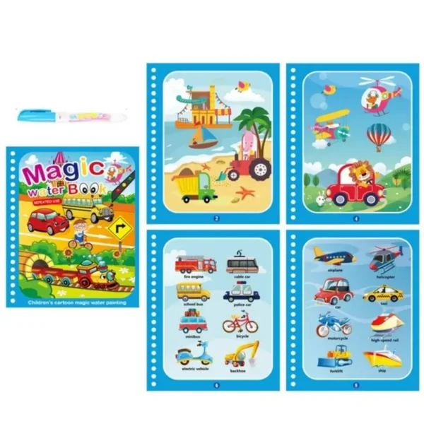 Magic Water Doloring Book Reusable Coloring Book Children's Drawing Toys Early Childhood Toys for 2-6 Years Old Girls Boys Gifts - Image 4