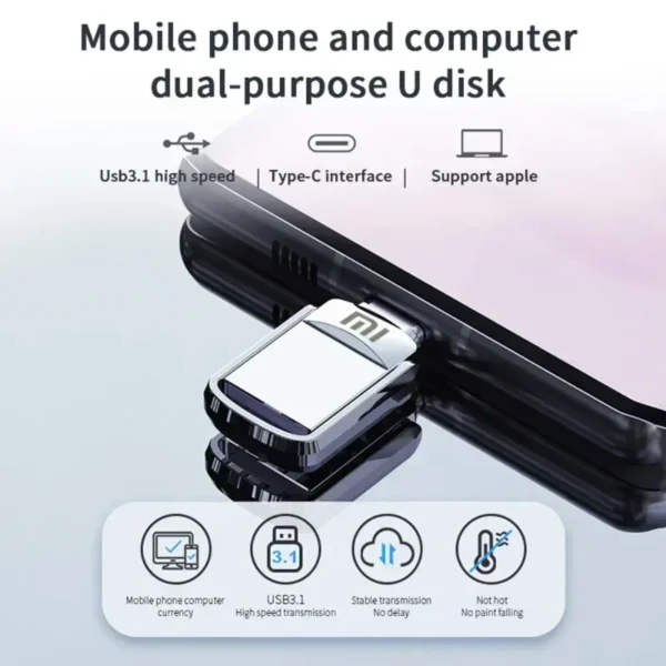 Xiaomi Original Metal USB Flash Drive 2TB Large Capacity Portable Pendrive USB 3.0 High-Speed File Transfer Waterproof U Disk - Image 3
