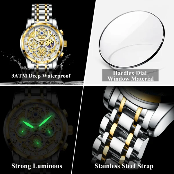 POEDAGAR Luxury Fashion Men Watch Waterproof Luminous Date Man Wristwatch Stainless Steel Chronograph Quartz Men's Watches Reloj - Image 4