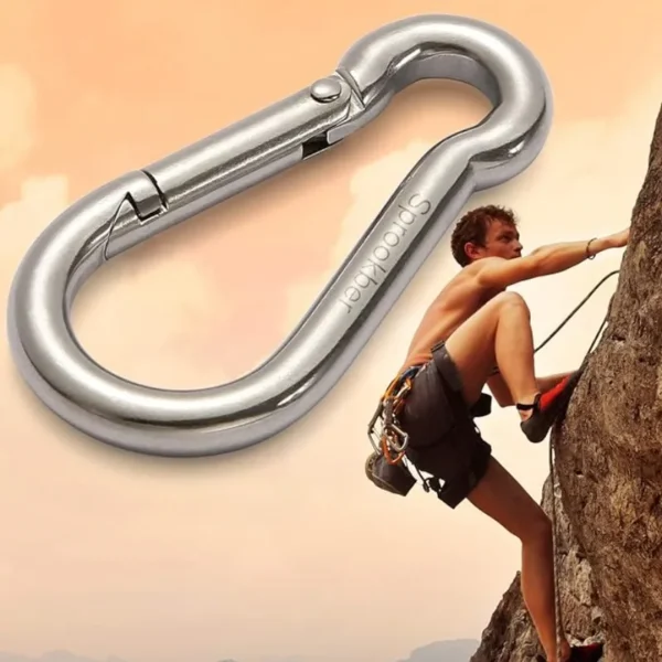 4 Pack 304 Stainless Steel Carabiner Clip 4 Inch Heavy Duty Spring Snap Hook Outdoor Camping Swing Set Hammock Hiking Travel - Image 6