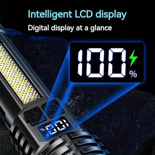 High Power Rechargeable Led Flashlight Very Strong Led Flashlight With Side Light Torch For Outdoor Camping Hiking - Image 3