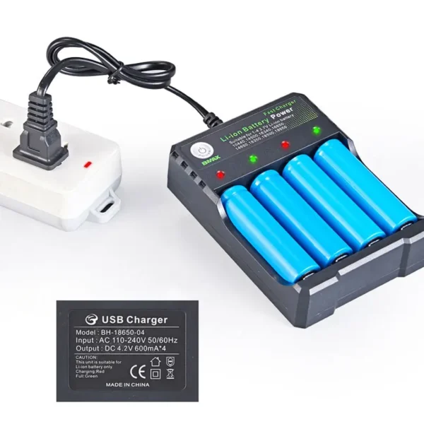 18650 Battery Charger Black 1 2 4 Slots AC 110V 220V Dual For 18650 Charging 3.7V Rechargeable Lithium Battery Charger - Image 3