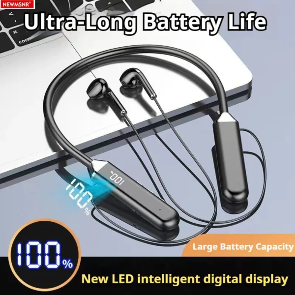 NEWMSNR Hifi Sound Neckband in-ear Wireless Bluetooth5.2 Headphones Magnetic LED Headsets Sports Gamer Earphones noise reduction