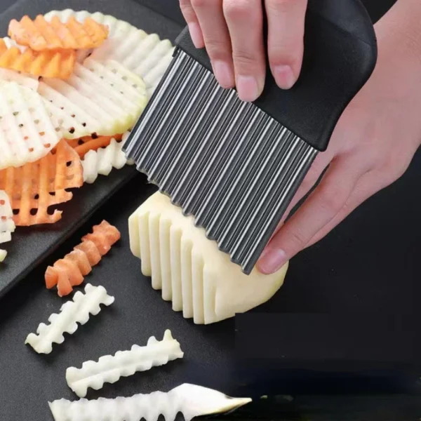 Stainless Steel Wave Knife Potato Cutting French Fry Knife Kitchen Cutter Wolf Fang Tool Potato Knife for Cutting Vegetables - Image 3