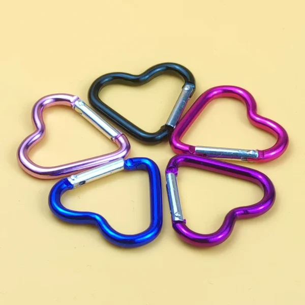 1 Pcs Heart-shaped Aluminum Carabiner Key Chain Clip Outdoor Keyring Hook Water Bottle Hanging Buckle Travel Kit Accessories - Image 2