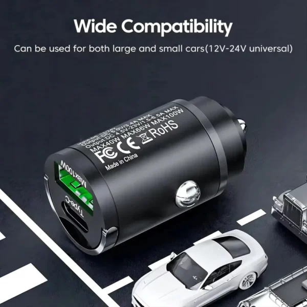 Mini 100W PD QC Pull Ring Fast Charging Car Charger USB C Car Phone Charger Adapter For iPhone Xiaomi Samsung Huawei - Image 6