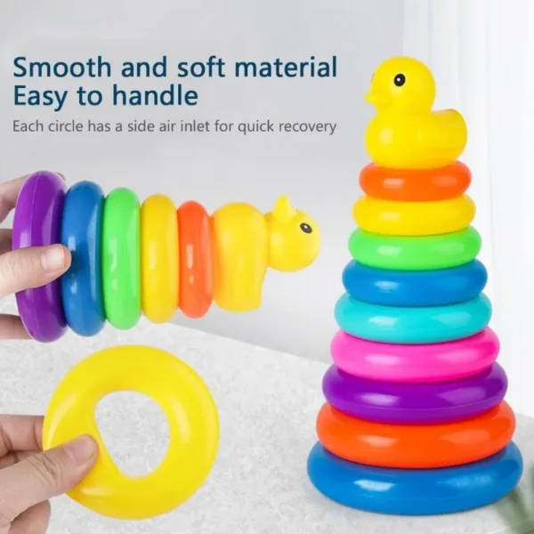 Animal Rainbow Stacking Ring Loop Toy Tower Kids Montessoris Toys Early Education Teaching Aids Wood Baby Toys Gift - Image 3