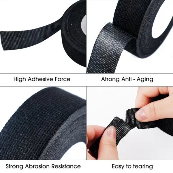 Electrical Tape Heat-resistant Harness Bundle Insulation Auto Wiring Fabric Cloth Wrap Waterproof Cable Organizer Adhesive Tapes - Image 6