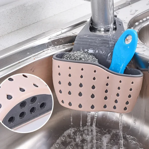 Home Storage Drain Basket Kitchen Sink Holder Adjustable Soap Sponge Shlf Hanging Drain Basket Bag Kitchen Accessories - Image 2