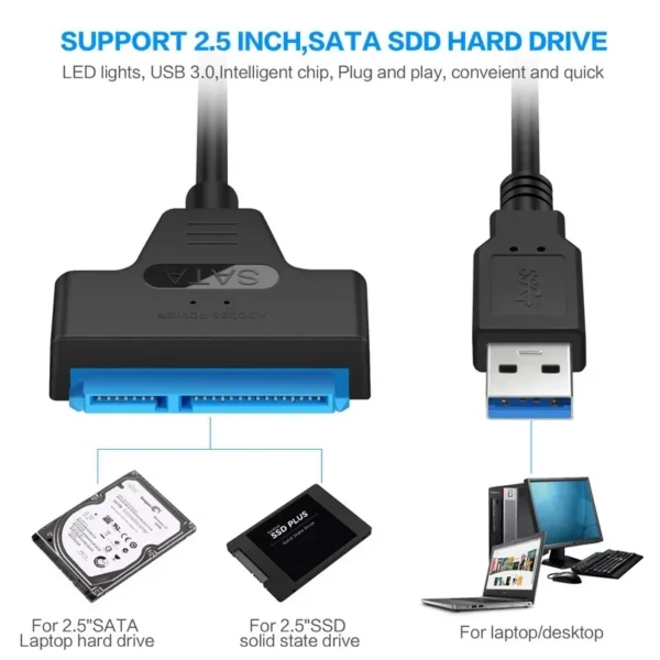 20-50 CM USB 3.0 2.0 SATA Cable Adapter Extension Computer Cables Connectors Support 2.5 Inches External Ssd Hdd Hard Drive USB - Image 4