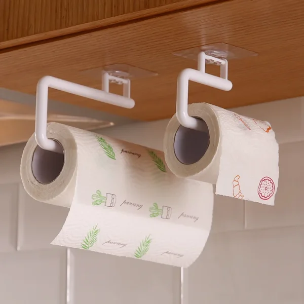 Kitchen Tissue Holder Hanging Toilet Roll Paper Towel Holder Rack Kitchen Bathroom Cabinet Door Hook Holder Organizer - Image 2
