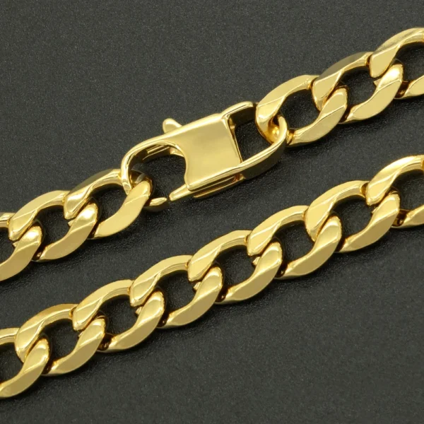 100% Stainless Steel Bracelet 6/8/12 mm 8 Inches Curb Cuban Chain Gold Color - Image 3
